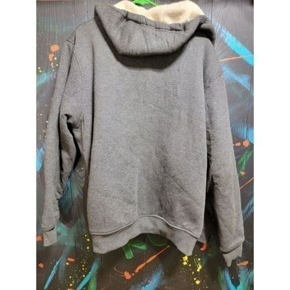 U.S Life Men's Gray Hooded Zip Up Fleece Lined Insulated Sleeves SZ L #180 - Picture 7 of 7